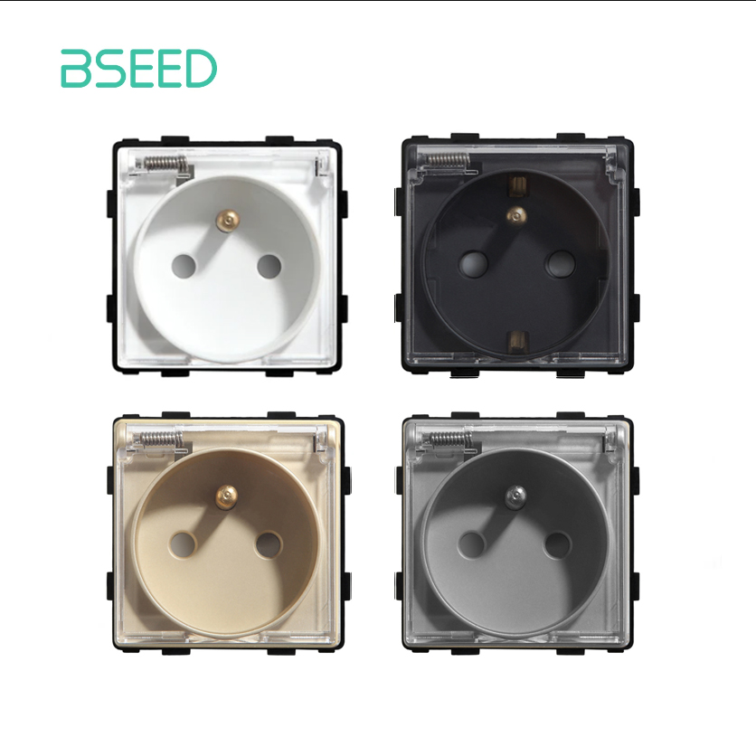 Home Improvement Outlet - Bseed เสียบปลั๊กไฟฝรั่งเศสพร้อมฝาครอบพลาสติกฟังก์ชั่นรวมกันฟรีที่บ้านห้องน้ำเอาท์เล็ตกันน้ำ16A