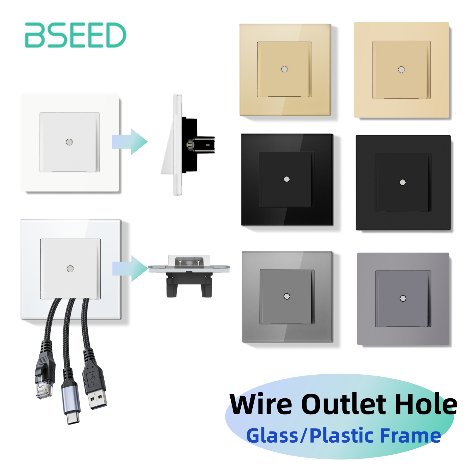 Home Improvement Outlet - ฝาครอบรูสายไฟติดผนัง Bseed E Seires สำหรับตกแต่ง ป้องกันสายไฟ
