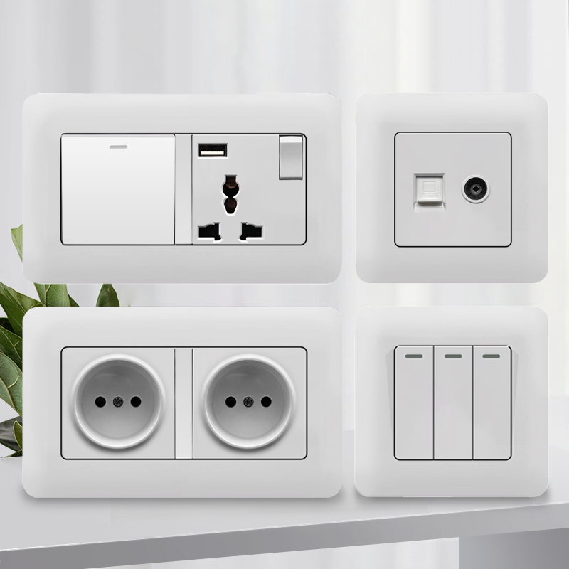 Home Improvement Outlet - เต้ารับสวิตช์ติดผนังสีขาวรัสเซีย EU พร้อมแผงสวิทช์พร้อมช่องเสียบปลั๊กไฟแบบ USB และ Type