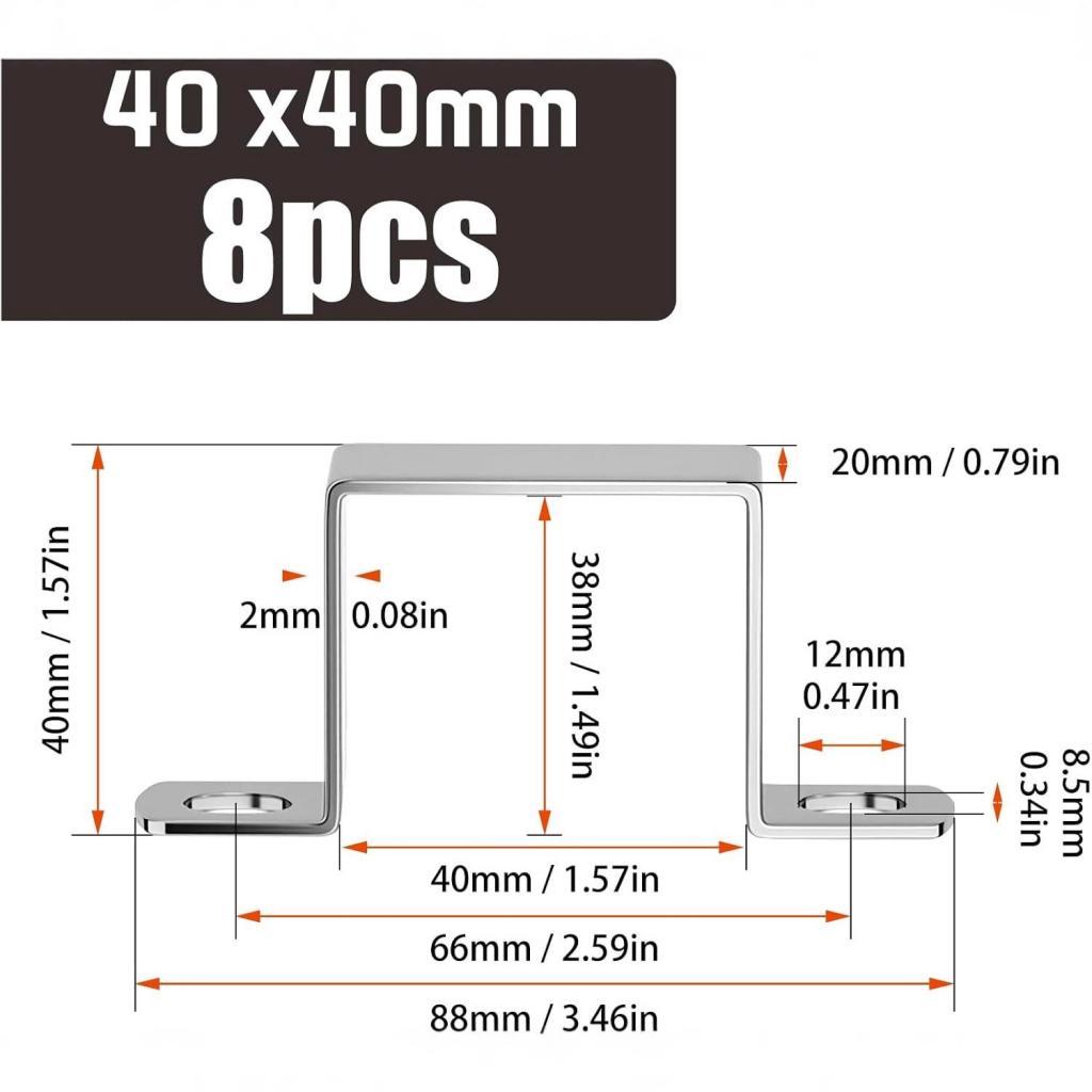Home Improvement Fence - ขายึดท่อเหล็กสี่เหลี่ยมสแตนเลส ตัวเชื่อมต่อท่อแข็งแรง สำหรับงานปรับปรุงบ้านและรั้ว