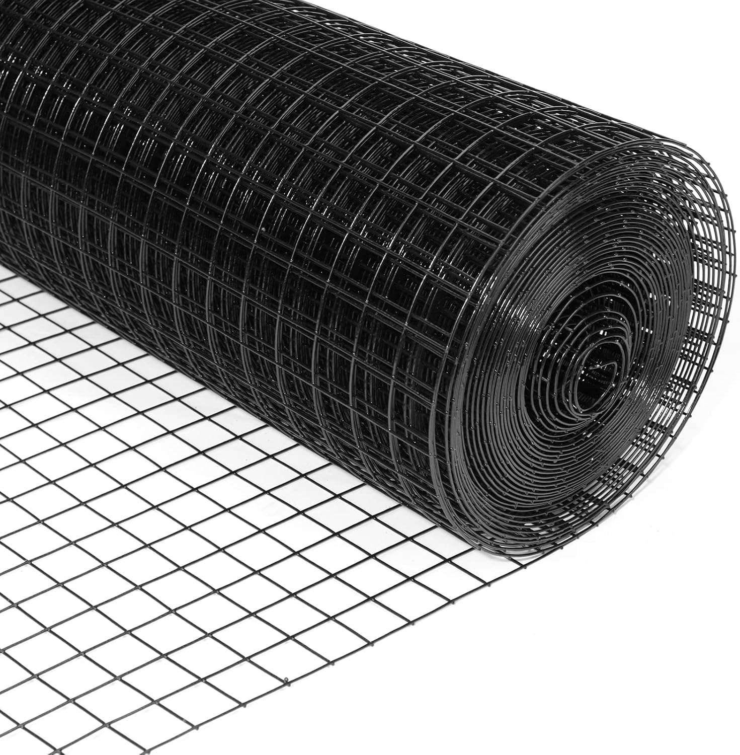 Home Improvement Fence - ตาข่ายลวดเชื่อมเคลือบไวนิลสีดำ ขนาด 24 นิ้ว x 100