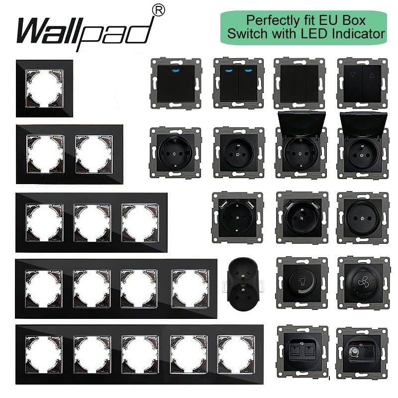 กระจกสีดํา Wallpad ปลั๊กไฟแผง  - Home Improvement Outlet บทวิจารณ์และราคา